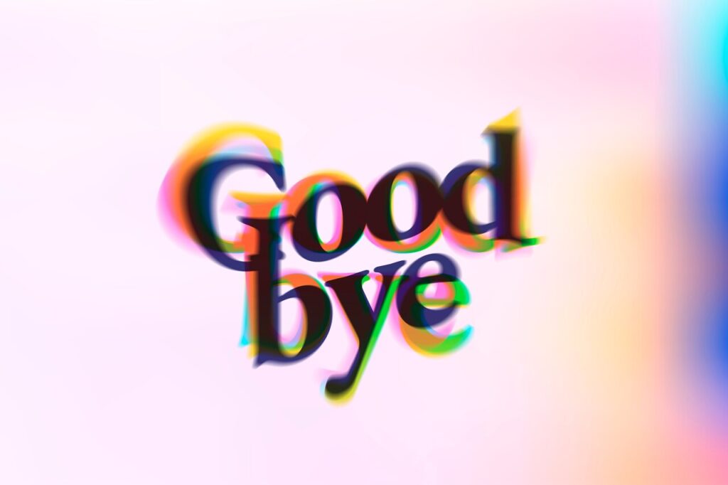 Good bye word in anaglyph text typography