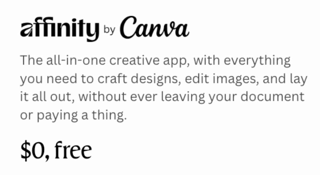 affinity by Canva is free; digital marketing Atlanta